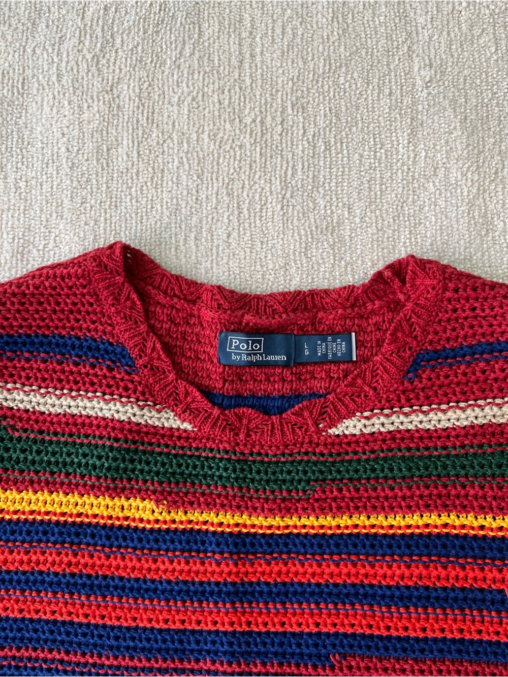 Polo by Ralph Lauren Linen Cotton Multi-Stripe Crochet Sweater & Shorts Set - Picture 3 of 8